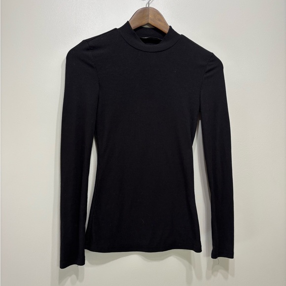 SHEIN Tops - SHEIN Contemporary Classic Ribbed Long Sleeve Mock Neck Fitted Shirt Top Black